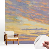 Wallfluent Zelfklevend Behang - Pastelkleurige hemel Stickerbehang op rol - 250x250 cm - Paars Zelfklevend Behang - Peel-and-stick techniek - Voor de slaapkamer, woonkamer en hal Zelfklevend Behang