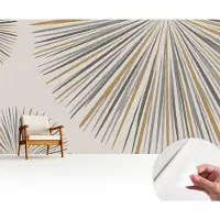 Wallfluent Zelfklevend Behang - Geometrische waaiers Stickerbehang op rol - 416x254 cm - Wit Zelfklevend Behang - Peel-and-stick techniek - Voor de woonkamer, slaapkamer en kantoor Zelfklevend Behang