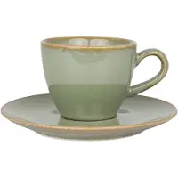 Bonna Sage Hygge - Espresso kopjes & schotel - 80 cc - Porselein - set van 6