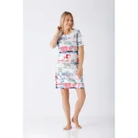Hajo nachthemd blauw en bloemen | Maat 40/42