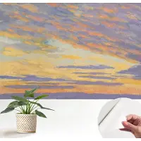 Wallfluent Zelfklevend Behang - Pastelkleurige hemel Zelfklevend fotobehang - 152x104 cm - Paars Zelfklevend Behang - Peel-and-stick techniek - Voor de slaapkamer, woonkamer en hal Zelfklevend Behang