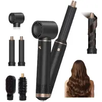 LONGZIMING -5-In-1 Hairstyler - Haardroger Met Coanda-Technologie - Krullen En Gladstrijken In Één Apparaat - 5 Stuks - Voor Alle Haartypen Zwart