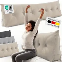 ELONEO Rugsteunkussen – Driehoekig Wigkussen & Hoofdbordkussen voor Bed of Sofa - Wasbare Hoes - 200 cm