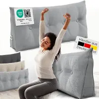 ELONEO Rugsteunkussen – Driehoekig Wigkussen & Hoofdbordkussen voor Bed of Sofa - Wasbare Hoes - 120 cm