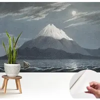 Wallfluent Zelfklevend Behang - Maanverlichte nacht Zelfklevend fotobehang - 208x146 cm - Blauw Zelfklevend Behang - Plakklare achterzijde - Voor de woonkamer, slaapkamer en kantoor Zelfklevend Behang