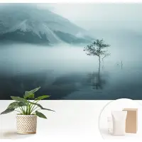 Wallfluent Behang - Mystiek van de natuur Muurbehang - 152x104 cm - Grijs Behang - Voor natuur- en kunstliefhebbers - Behang Voor de slaapkamer, woonkamer en kantoor - Behangrol Landschappen