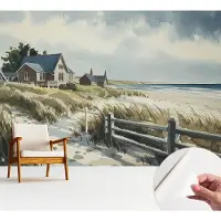 Wallfluent Zelfklevend Behang - Strandduinen Zelfklevend fotobehang - 312x250 cm - Wit Zelfklevend Behang - Plakklare achterzijde - Voor de slaapkamer, woonkamer en hal Zelfklevend Behang