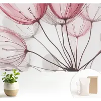 Wallfluent Fotobehang - Roze Vliesbehang - 104x70 cm - Bloemensilhouetten Fotobehang Vlies - Hal behang Bloemen En Planten - Muurschildering - Woonkamer behang