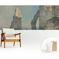 Wallfluent Behang - Rotsachtig landschap Muurbehang - 250x104 cm - Blauw Behang - Voor liefhebbers van moderne kunst - Behang Voor de woonkamer, voor het kantoor, voor de hal - Behangrol Landschappen