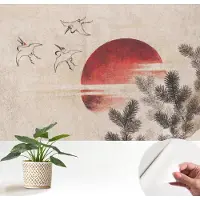 Wallfluent Zelfklevend Behang - Bos Oost Stickerbehang op rol - 152x104 cm - Wit Zelfklevend Behang - Peel-and-stick techniek - Voor de woonkamer, slaapkamer en kantoor Zelfklevend Behang