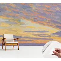 Wallfluent Zelfklevend Behang - Pastelkleurige hemel Zelfklevend fotobehang - 312x250 cm - Paars Zelfklevend Behang - Plakklare achterzijde - Voor de slaapkamer, woonkamer en hal Zelfklevend Behang