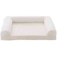Costway 90x69x18 cm Orthopedisch hondenbed, hondenbank met zijranden, zacht en wasbaar, kattenbed, kattenbank, voor honden, binnen gebruik, beige