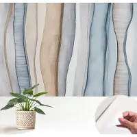 Wallfluent Zelfklevend Behang - Abstracte strepen Zelfklevend fotobehang - 152x104 cm - Blauw Zelfklevend Behang - Herpositioneerbaar - Voor de woonkamer, slaapkamer en kantoor Zelfklevend Behang