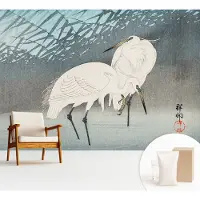 Wallfluent Behang - Kwetsbare vogels Muurbehang - 312x219 cm - Blauw Behang - Voor liefhebbers van kunst en natuur - Behang Voor de woonkamer, voor het kantoor, voor de slaapkamer - Behangrol Dieren