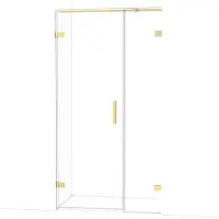 Maxaro Diamond Douchedeur | 105 cm Glanzend lichtgoud Helder glas Draaideur