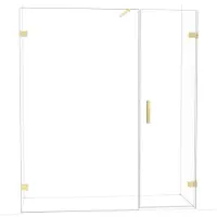 Maxaro Diamond Douchedeur | 175 cm Glanzend lichtgoud Helder glas Draaideur
