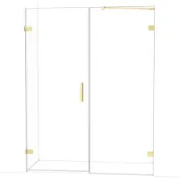 Maxaro Diamond Douchedeur | 155 cm Glanzend lichtgoud Helder glas Draaideur