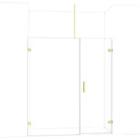Maxaro Diamond Douchedeur | 175 cm Glanzend lichtgoud Helder glas Draaideur