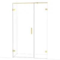 Maxaro Diamond Douchedeur | 125 cm Glanzend lichtgoud Helder glas Draaideur