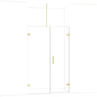 Maxaro Diamond Douchedeur | 125 cm Glanzend lichtgoud Helder glas Draaideur