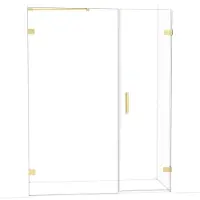 Maxaro Diamond Douchedeur | 155 cm Glanzend lichtgoud Helder glas Draaideur