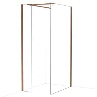 Maxaro Diamond Inloopdouche | 110x30 cm Glanzend koper Helder glas 2 vaste wanden