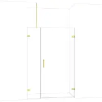 Maxaro Diamond Douchedeur | 135 cm Glanzend lichtgoud Helder glas Draaideur