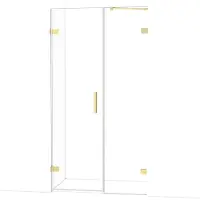 Maxaro Diamond Douchedeur | 105 cm Glanzend lichtgoud Helder glas Draaideur