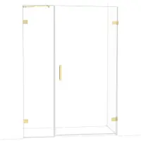 Maxaro Diamond Douchedeur | 145 cm Glanzend lichtgoud Helder glas Draaideur