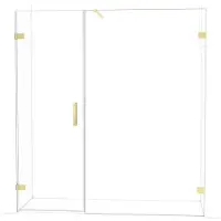 Maxaro Diamond Douchedeur | 185 cm Glanzend lichtgoud Helder glas Draaideur