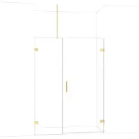 Maxaro Diamond Douchedeur | 145 cm Glanzend lichtgoud Helder glas Draaideur