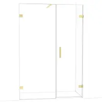 Maxaro Diamond Douchedeur | 135 cm Glanzend lichtgoud Helder glas Draaideur