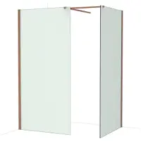 Maxaro Diamond Inloopdouche | 100x100 cm Glanzend koper Matglas 2 vaste wanden