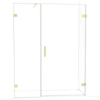 Maxaro Diamond Douchedeur | 155 cm Glanzend lichtgoud Helder glas Draaideur