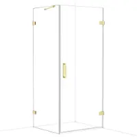 Maxaro Diamond Douchecabine | 90x80 cm Glanzend lichtgoud Helder glas Draaideur Rechthoek