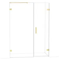 Maxaro Diamond Douchedeur | 145 cm Glanzend lichtgoud Helder glas Draaideur