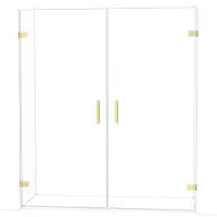 Maxaro Diamond Douchedeur | 175 cm Glanzend lichtgoud Helder glas Draaideur