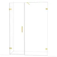 Maxaro Diamond Douchedeur | 145 cm Glanzend lichtgoud Helder glas Draaideur