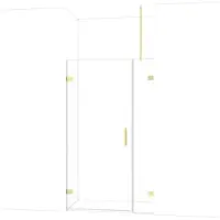 Maxaro Diamond Douchedeur | 115 cm Glanzend lichtgoud Helder glas Draaideur