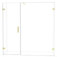 Maxaro Diamond Douchedeur | 195 cm Glanzend lichtgoud Helder glas Draaideur