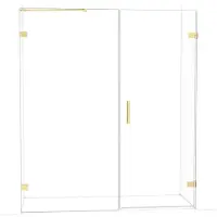 Maxaro Diamond Douchedeur | 175 cm Glanzend lichtgoud Helder glas Draaideur