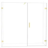 Maxaro Diamond Douchedeur | 205 cm Glanzend lichtgoud Helder glas Draaideur