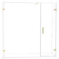 Maxaro Diamond Douchedeur | 195 cm Glanzend lichtgoud Helder glas Draaideur