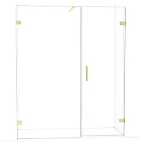 Maxaro Diamond Douchedeur | 165 cm Glanzend lichtgoud Helder glas Draaideur