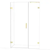 Maxaro Diamond Douchedeur | 125 cm Glanzend lichtgoud Helder glas Draaideur