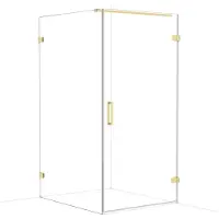 Maxaro Diamond Douchecabine | 120x100 cm Glanzend lichtgoud Helder glas Draaideur Rechthoek