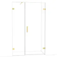 Maxaro Diamond Douchedeur | 125 cm Glanzend lichtgoud Helder glas Draaideur
