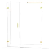 Maxaro Diamond Douchedeur | 155 cm Glanzend lichtgoud Helder glas Draaideur