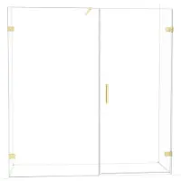 Maxaro Diamond Douchedeur | 195 cm Glanzend lichtgoud Helder glas Draaideur