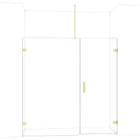 Maxaro Diamond Douchedeur | 195 cm Glanzend lichtgoud Helder glas Draaideur